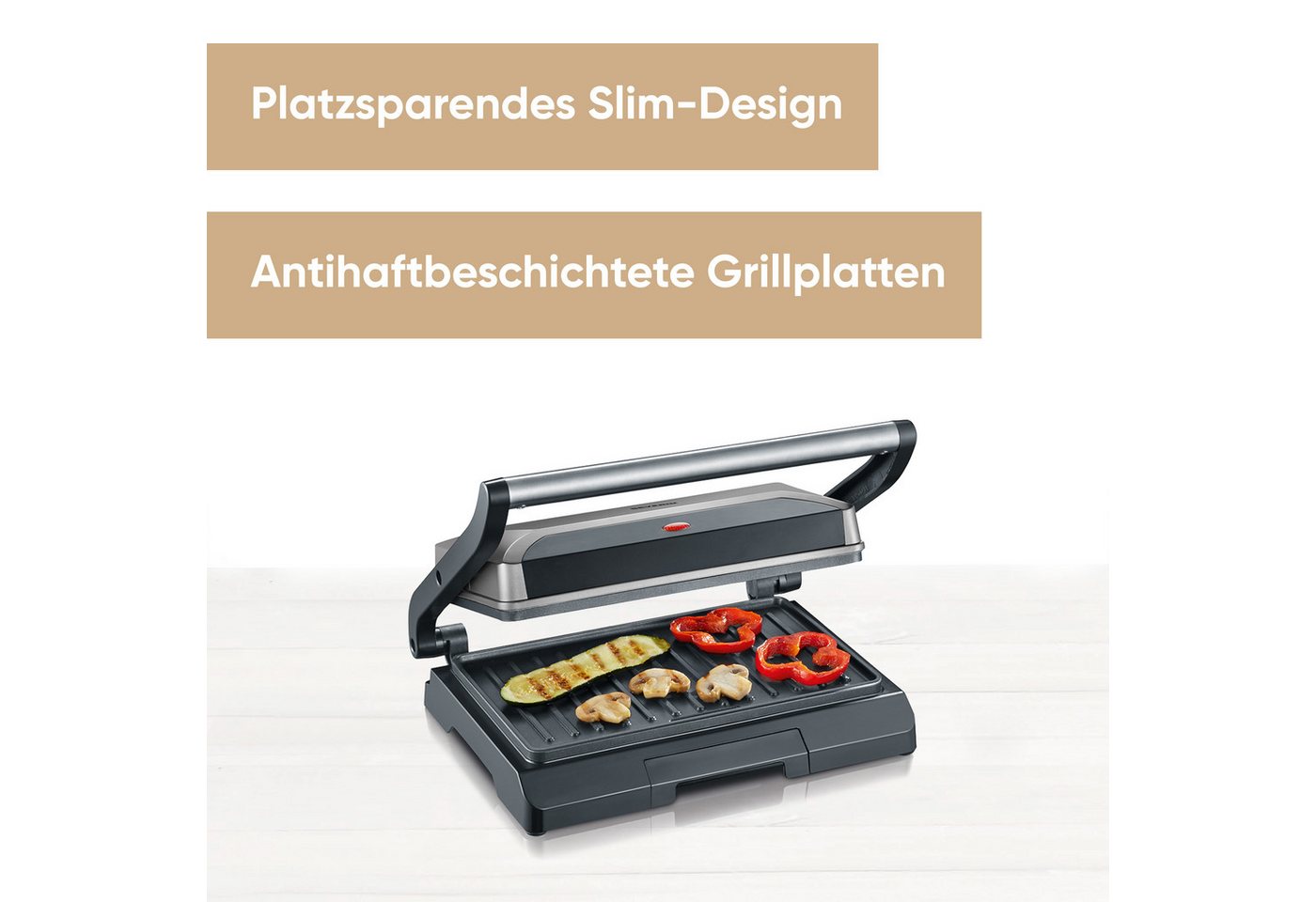 Severin Kontaktgrill KG 2394, 800 W, antihaftbeschichtete Grillplatten,inkl. Fettauffangschale – Bild 2 von 5