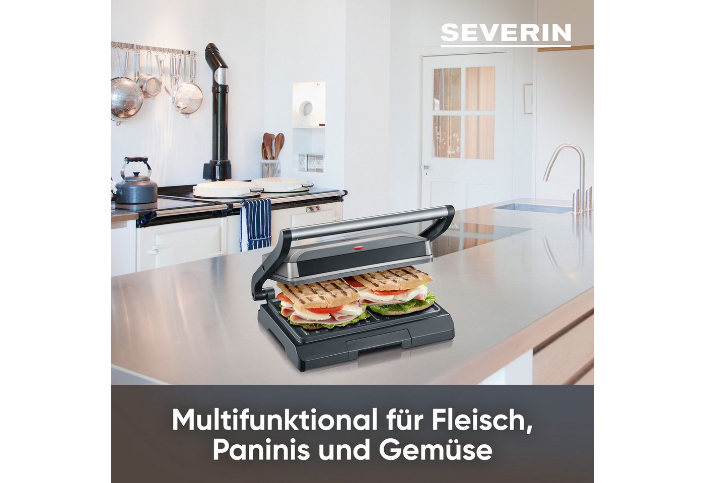 Severin Kontaktgrill KG 2394, 800 W, antihaftbeschichtete Grillplatten,inkl. Fettauffangschale – Bild 3 von 5