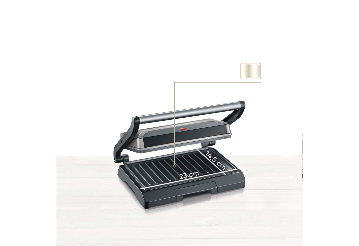 Severin Kontaktgrill KG 2394, 800 W, antihaftbeschichtete Grillplatten,inkl. Fettauffangschale – Bild 4 von 5