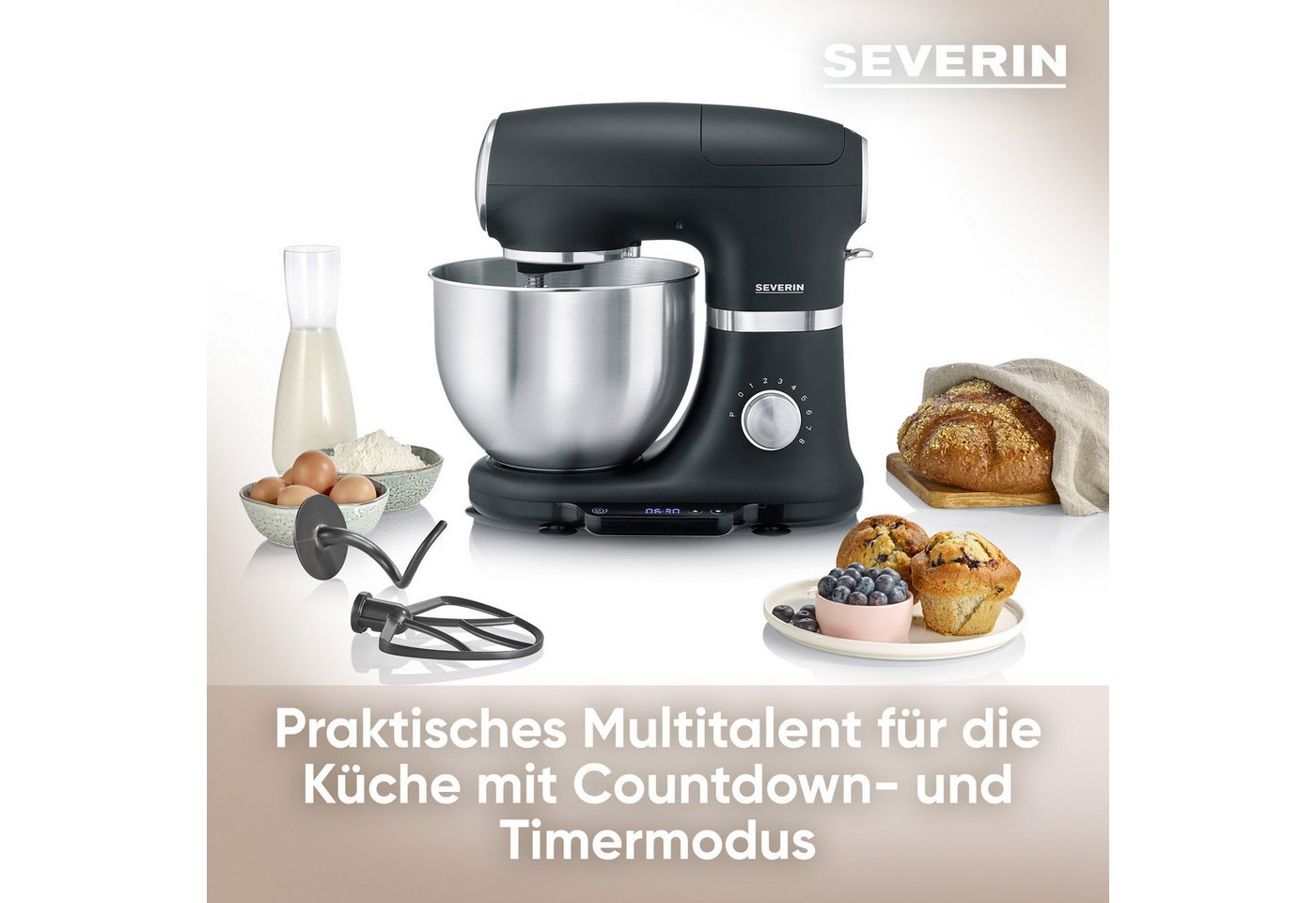 Severin Küchenmaschine KM 3898 mit integrierter Waage, 1000 W, 5,5 l Schüssel – Bild 3 von 5
