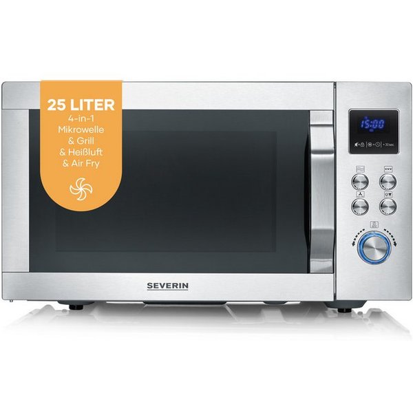 Severin Mikrowelle MW 7918 CrispyWave - Mikrowelle mit Grill- und Heißluftfunktion, elektrisch, 4-in-1, Mikrowelle Backofen Grill Heißluftfritteuse, bis 230°C, 