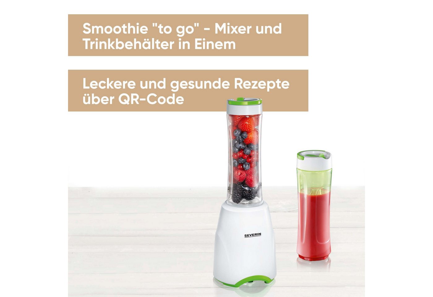 Severin Standmixer SM3735 Smoothie Mix & Go, Smoothie-Mixer mit 2 Flaschen – Bild 3 von 5