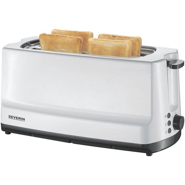 Severin Toaster AT 2234, 1400 W, mit Langschlitz und integriertem Brötchen-Röstaufsatz