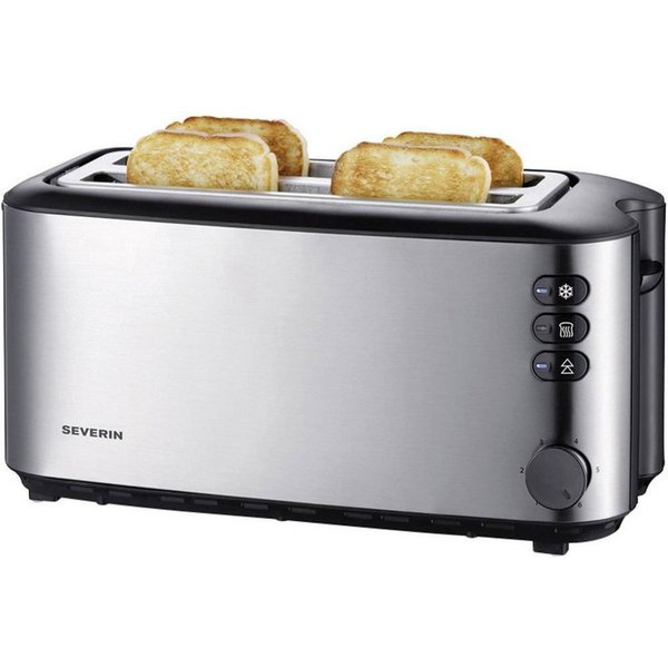 Severin Toaster Automatik-Langschlitztoaster 2509, mit eingebautem Brötchenaufsatz