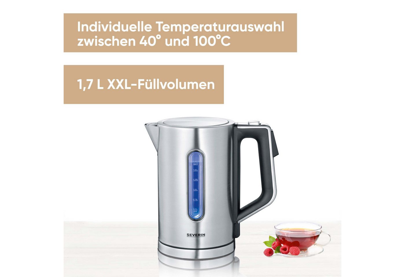 Severin Wasserkocher WK 3418, 1,7 l, 3000 W – Bild 2 von 5