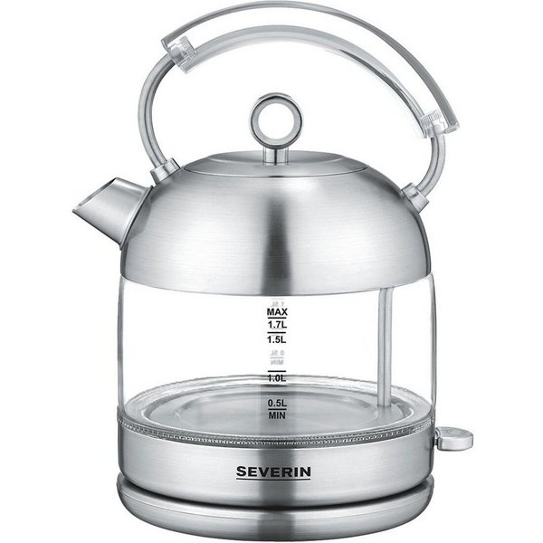 Severin Wasserkocher WK 3459, 1.7 l, 2400 W, Retro, Glas-Wasserkocher, 1,7 Liter