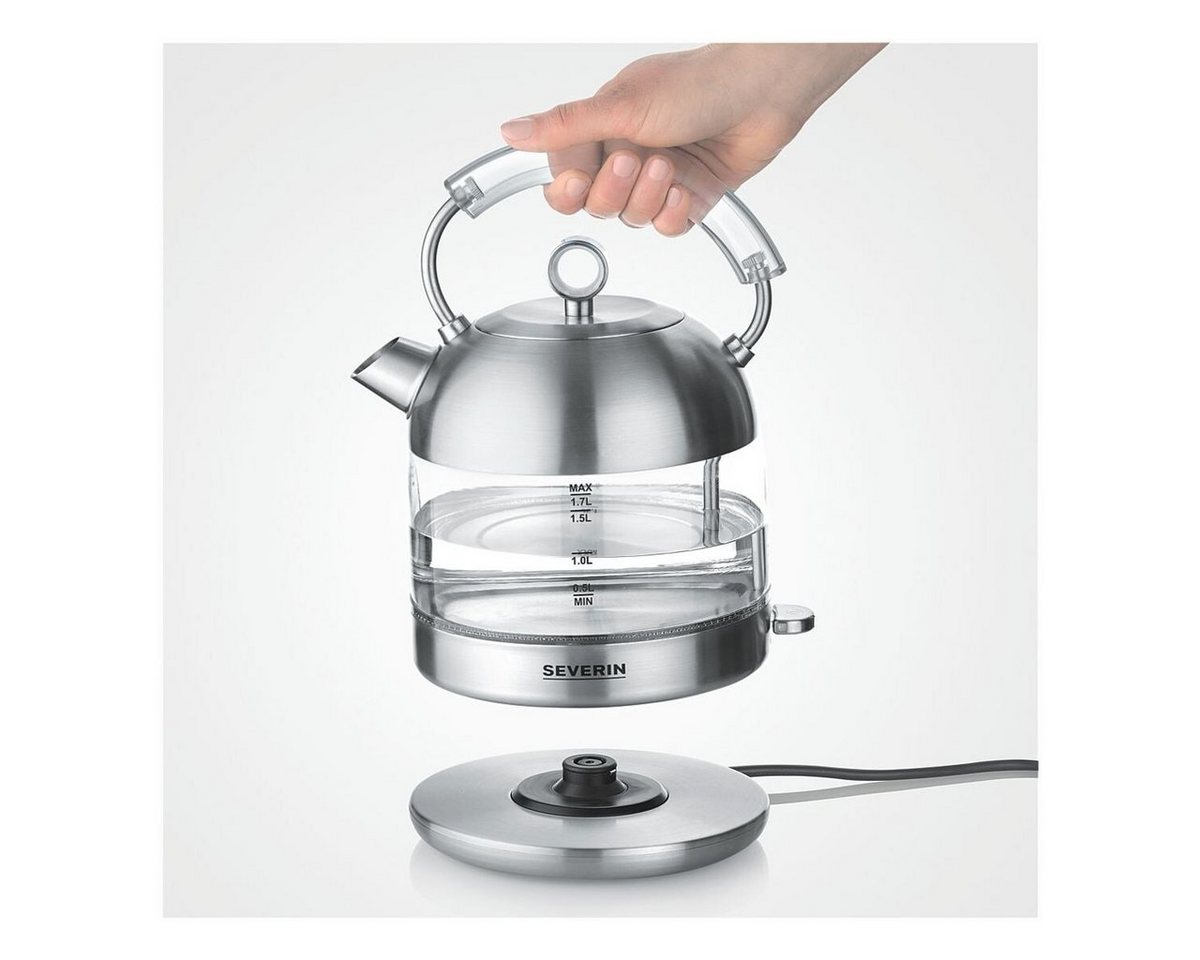 Severin Wasserkocher WK 3459, 1.7 l, 2400 W, Retro, Glas-Wasserkocher, 1,7 Liter – Bild 4 von 4