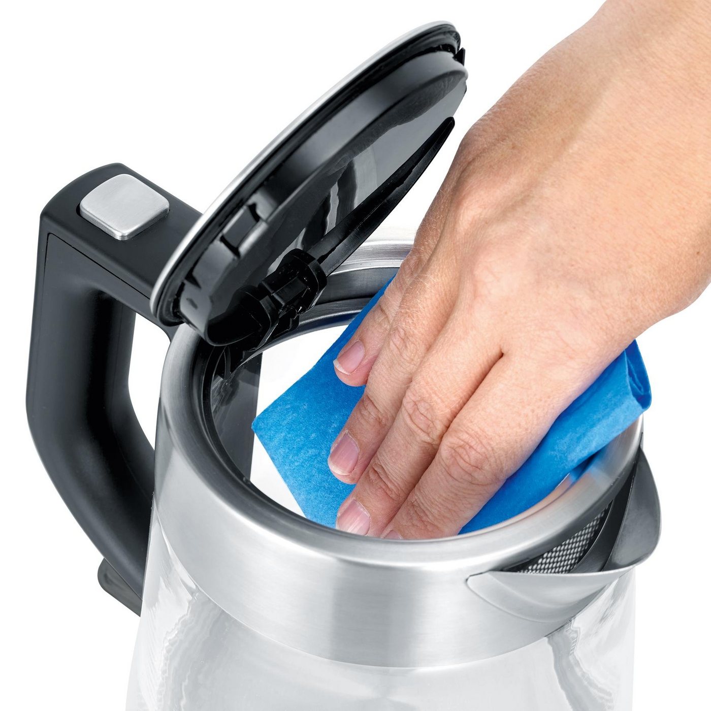 Severin Wasserkocher WK 3468, 1 l, 2200 W, 1 Liter, Edelstahl, Klappbarer Deckel mit großer Öffnung – Bild 5 von 5