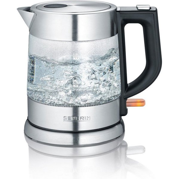 Severin Wasserkocher WK 3468 Glas-Wasserkocher, 2200 W, 360° central-cordless-system, 1-Hand-Bedienung,Kompakt
