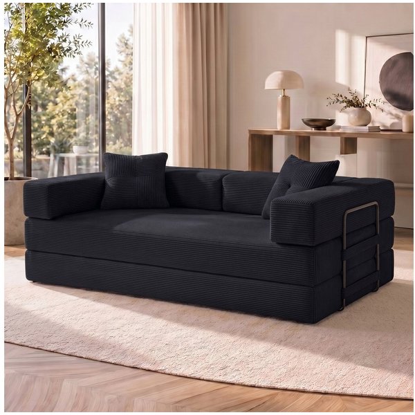 SEYNAR Schlafsofa 2-Sitzer, modulares Bodensofa aus Vollschaum, 1 Teile, Klappsofa mit Kissen, ideal für Wohnzimmer