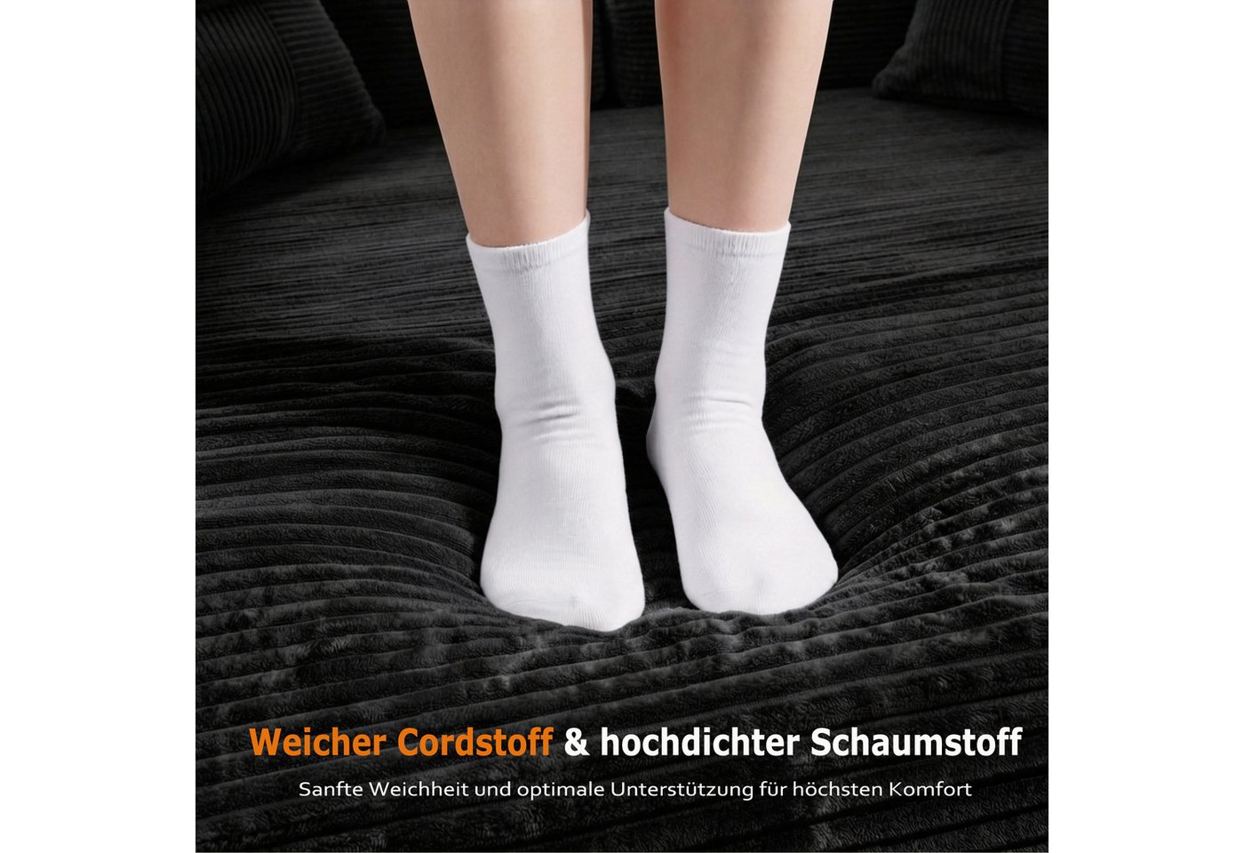 SEYNAR Schlafsofa 2-Sitzer, modulares Bodensofa aus Vollschaum, 1 Teile, Klappsofa mit Kissen, ideal für Wohnzimmer – Bild 4 von 5