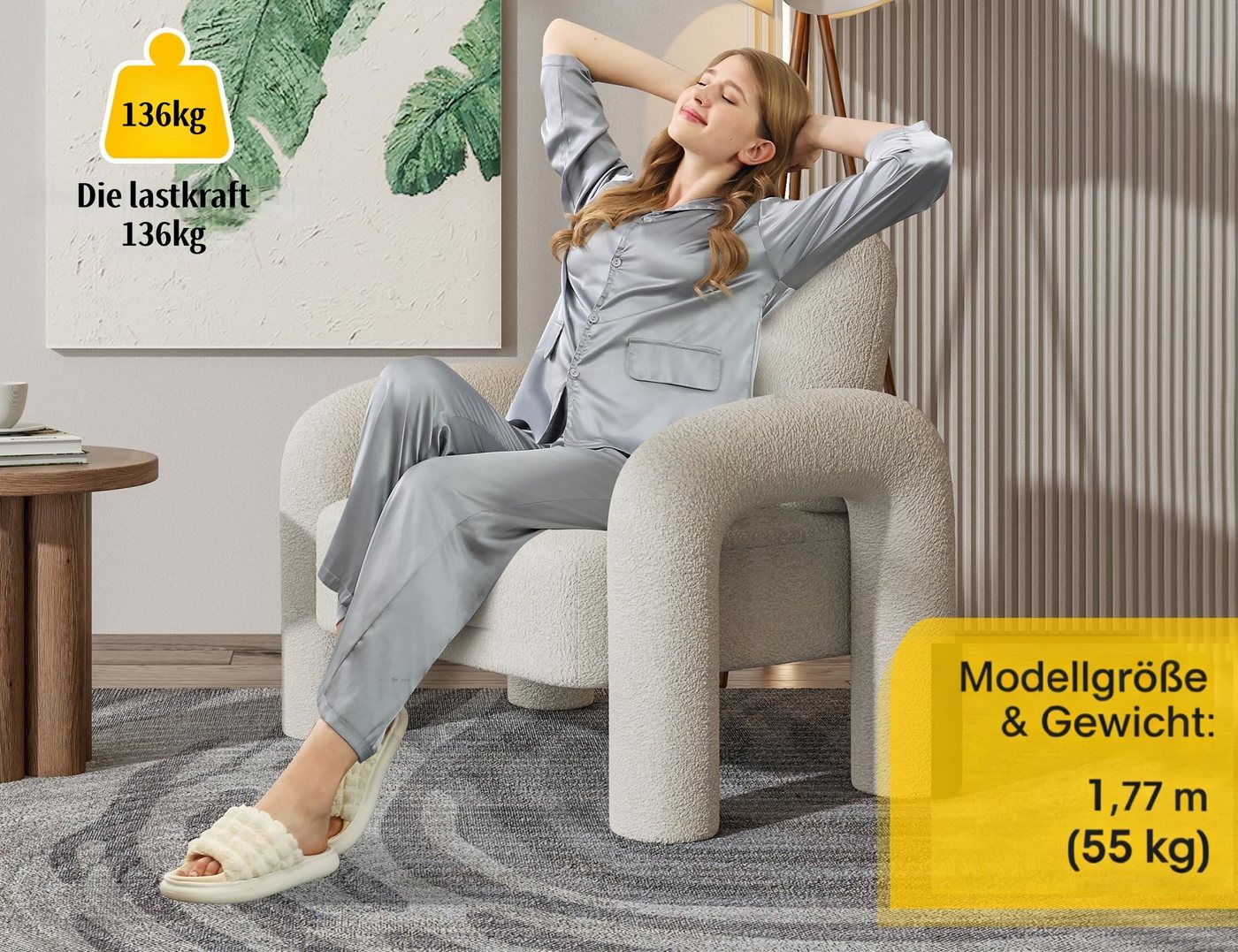 SEYNAR Sessel Moderner Sherpa-Akzent-Sessel, Teddy-Polsterarm-Sofa (1-St), Gemütlicher flauschiger Lesesessel für Wohnzimmer, Schlafzimmer, Ecke – Bild 5 von 5