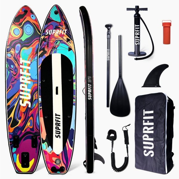 SF SUPRFIT Inflatable SUP-Board Water Marble, Touring, Set inklusive Pumpe, Paddel, Finnen, Rucksack, Leash & Reparaturkit