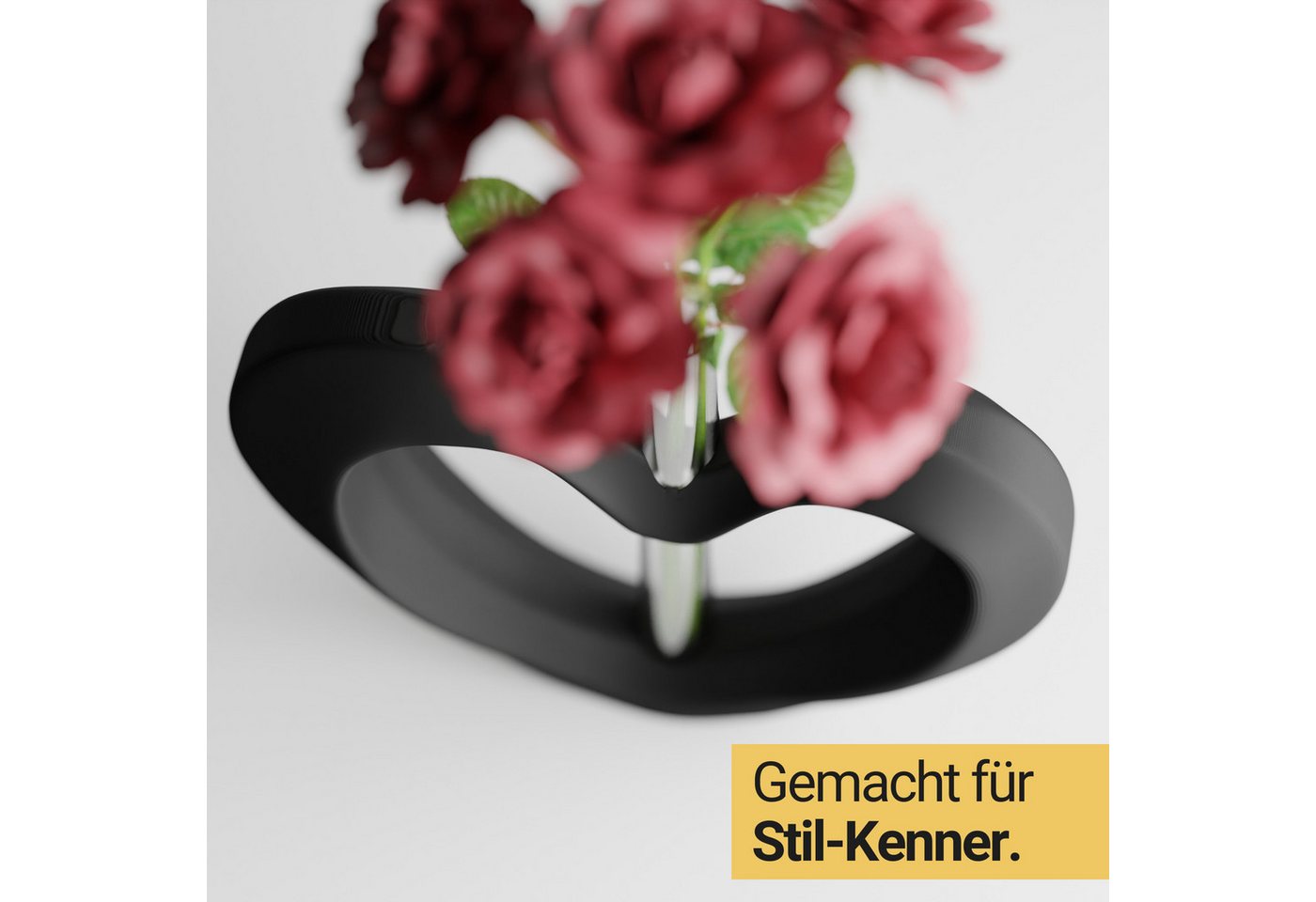 Shapes - Decorations Dekovase Herzvase, Deko in Herzform mit Glasröhrchen, Valentinstag Geschenk, Glasröhrchen für einzelne Blume – Bild 3 von 5