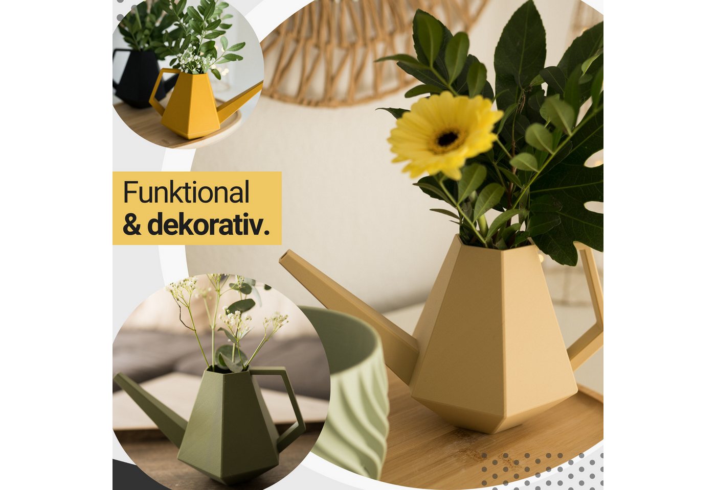 Shapes - Decorations Gießkanne Watering Can Premium Gießkanne, Indoor, Outdoor by Gazzaladra Design (Einzelmodell, 1 Kanne), 1.0: 14.78x14.75x25.70 – Bild 3 von 5