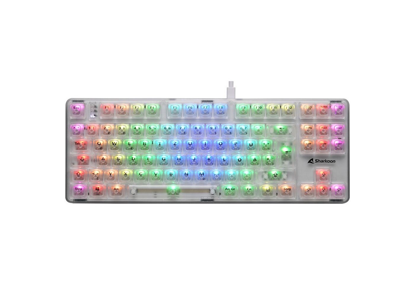 Sharkoon Gaming Tastatur Crystal Shark weiß DE – Bild 2 von 5