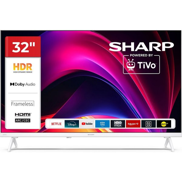 Sharp 32HE2745EW LCD-LED Fernseher (80 cm/32 Zoll, HD-ready, Smart TV powered by TiVo, Smart TV powered by TiVo, HDR, Triple-Tuner)