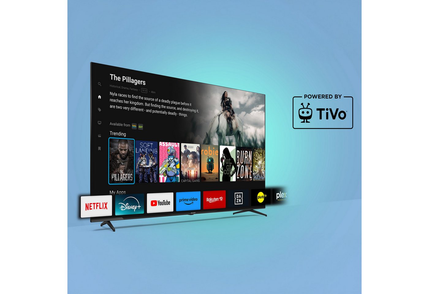 Sharp 32HE2745EW LCD-LED Fernseher (80 cm/32 Zoll, HD-ready, Smart TV powered by TiVo, Smart TV powered by TiVo, HDR, Triple-Tuner) – Bild 5 von 5