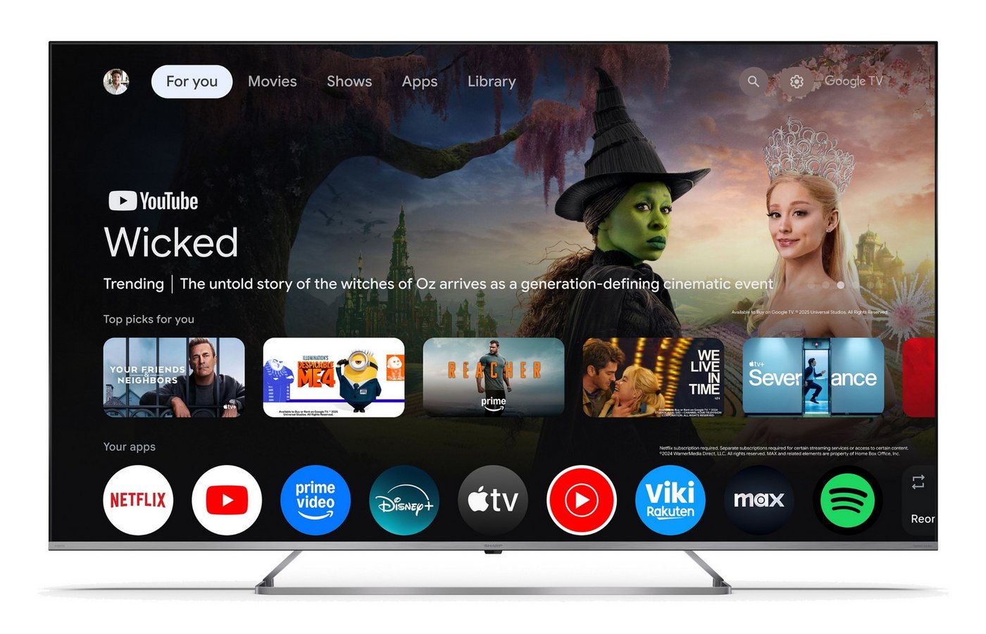 Sharp 65JP7765E QLED-Fernseher (164 cm/65 Zoll, 4K Ultra HD, Google TV, Google TV, Mini-LED, HDR Dolby Vision, Harman Kardon Sound) – Bild 2 von 5