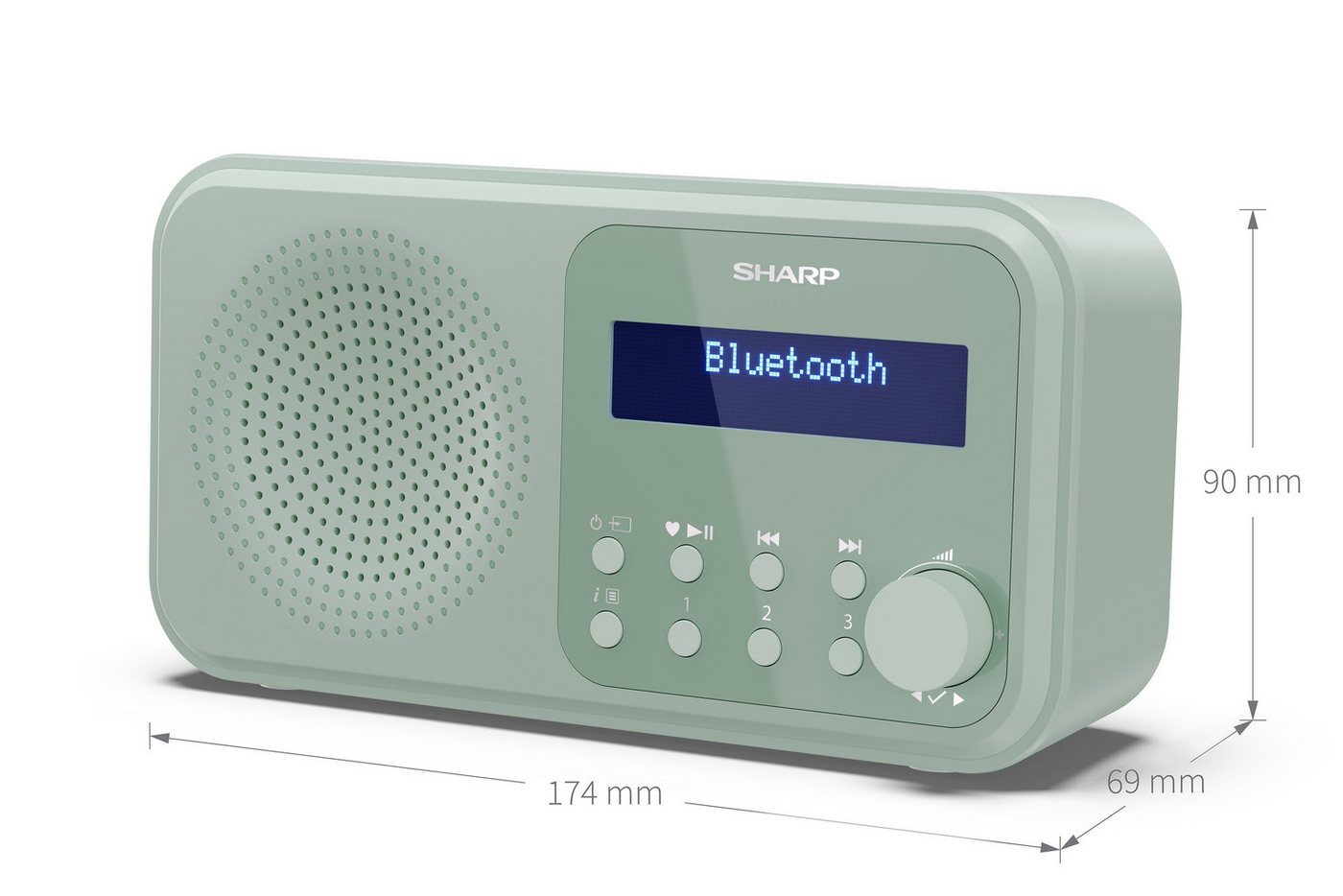 Sharp DR-P420 Tokyo grün Digitalradio (DAB) (DAB+, UKW (FM), Tragbares Digitalradio, Bluetooth Lautsprecher, Dual-Alarm) – Bild 2 von 5
