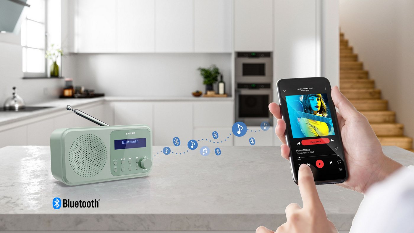 Sharp DR-P420 Tokyo grün Digitalradio (DAB) (DAB+, UKW (FM), Tragbares Digitalradio, Bluetooth Lautsprecher, Dual-Alarm) – Bild 5 von 5