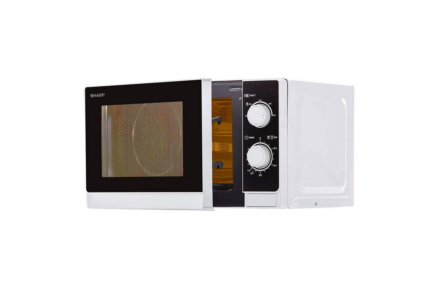 Sharp Mikrowelle R-200INW, 20 Liter, 5 Leistungsstufen, Glas-Drehteller, Auftauen nach Gewicht – Bild 4 von 5