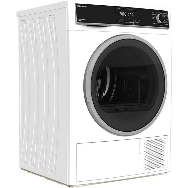 Sharp Wärmepumpentrockner KD-HHH8S8GW3-DE, Startzeitvorwahl, Knitterschutzfunktion, BubbleDrum