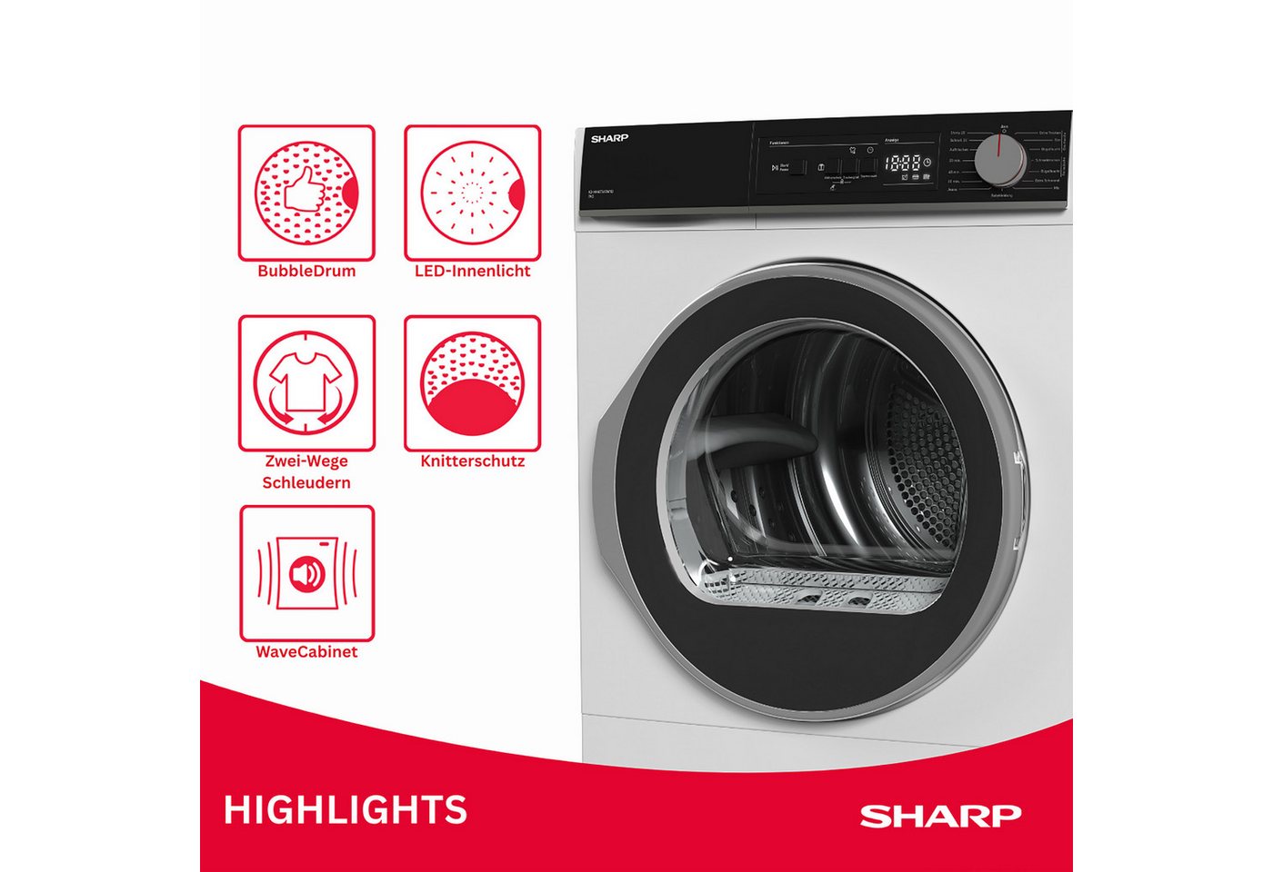Sharp Wärmepumpentrockner KD-NHA7S6GW1D-DE, BuzzerStop – Bild 3 von 5
