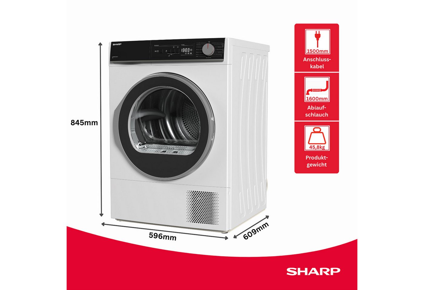 Sharp Wärmepumpentrockner KD-NHA7S6GW1D-DE, BuzzerStop – Bild 4 von 5