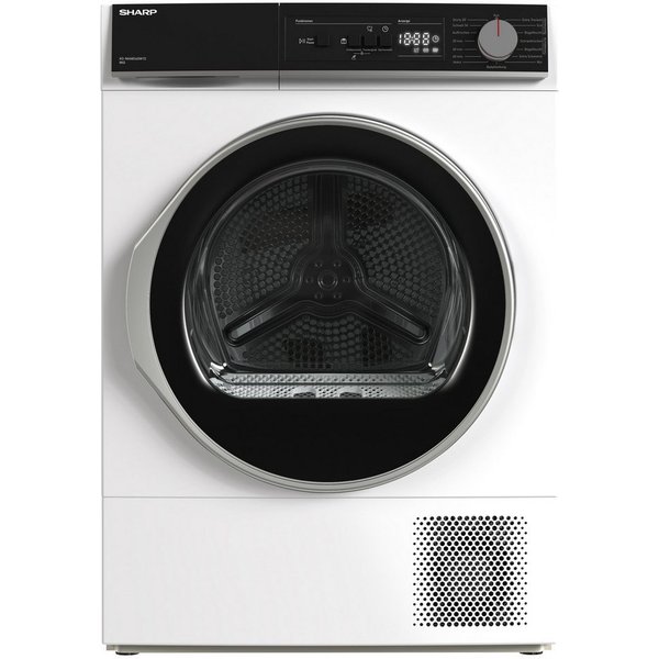 Sharp Wärmepumpentrockner KD-NHA8S6GW1D-DE, 8kg Trockner, Wäschetrockner, 15 Programme, Bubble-Drum, Knitterschutz