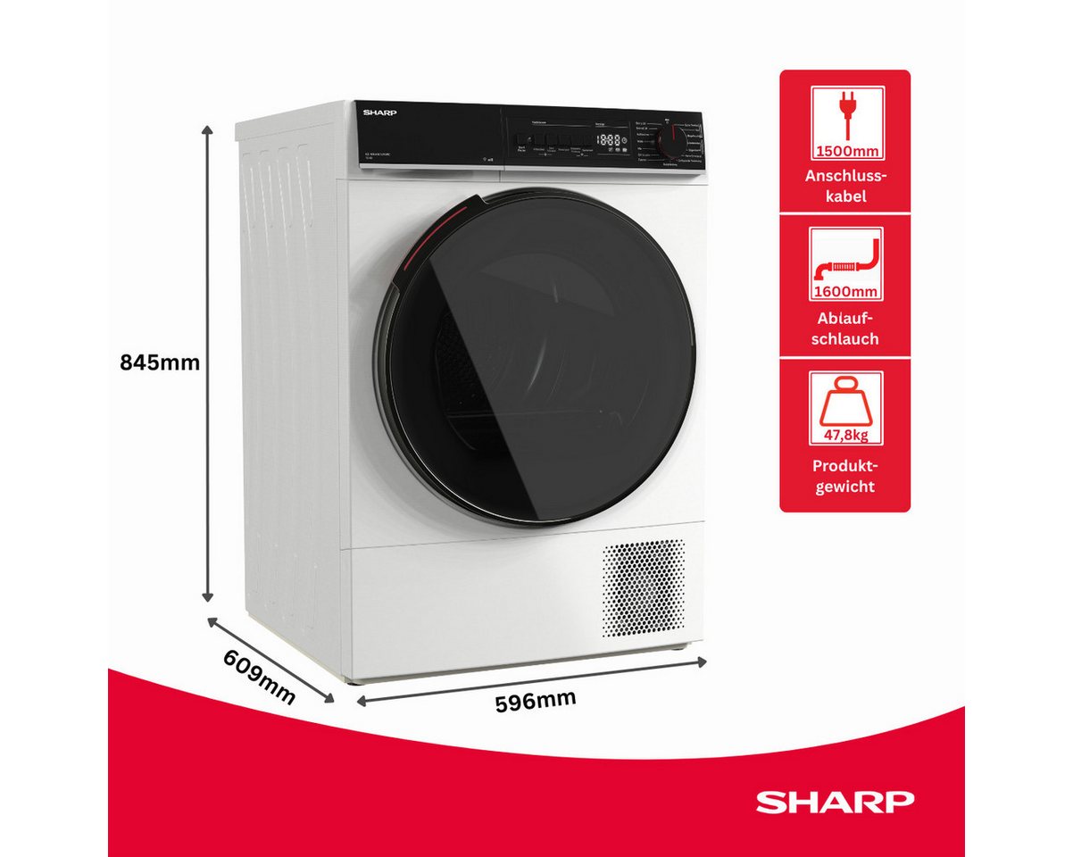 Sharp Wärmepumpentrockner KD-WNHB0S9GWC-DE, WiFi & VeeZy App für smarte Steuerung per Smartphone – Bild 4 von 5