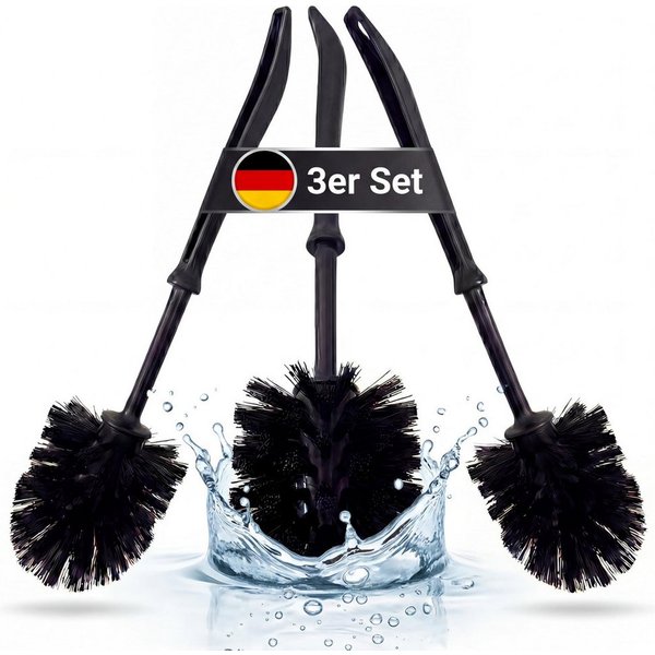 SHD WC-Reinigungsbürste WC Bürste, Klobürste, schwarze Toilettenbürste (3er Set) 35 cm, (Spar-Set, 3-tlg)