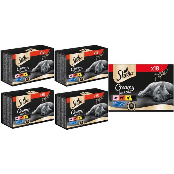 Sheba SHEBA® Beutel Multipack Creamy Snacks 3 Varietäten MSC 5 x 18 x 12g, Snack für: Katze
