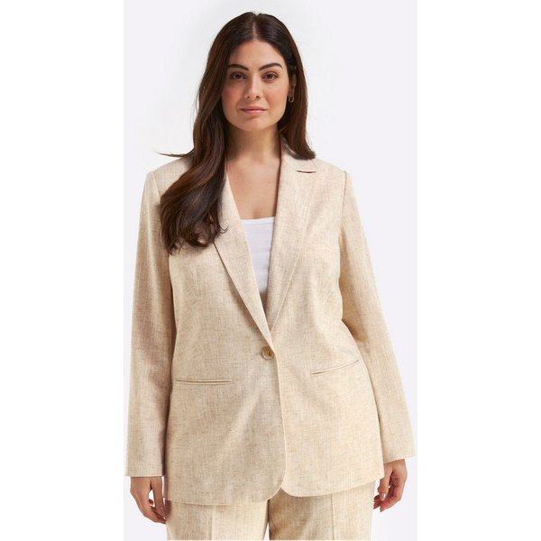 Sheego Blusenblazer Leinenblazer Langarm