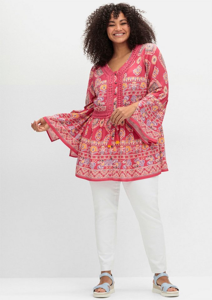 sheego by Joe Browns Klassische Bluse Longbluse Langarm – Bild 3 von 5