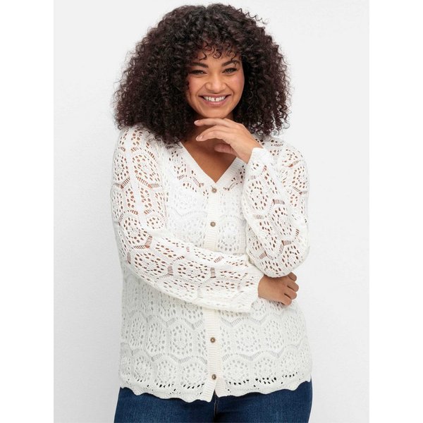 sheego by Joe Browns Strickjacke Strickjacke Langarm aus transparenter Häkelspitze