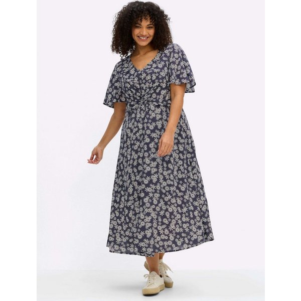 Sheego Etuikleid Webkleid Kurzarm