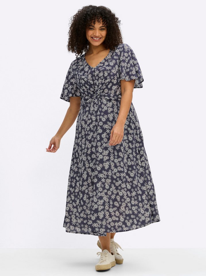 Sheego Etuikleid Webkleid Kurzarm – Bild 5 von 5
