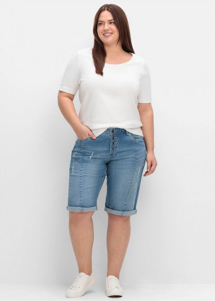 Sheego Jeansshorts Jeansbermudas – Bild 3 von 5