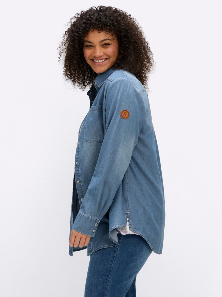 Sheego Klassische Bluse Jeansbluse Langarm – Bild 5 von 5