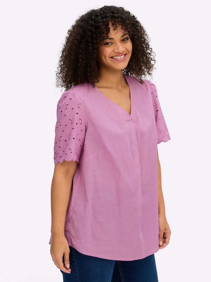 Sheego Klassische Bluse Kurzarmbluse Kurzarm – Bild 3 von 5