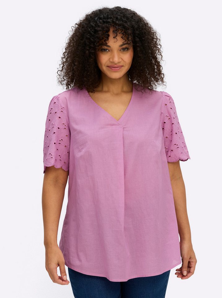 Sheego Klassische Bluse Kurzarmbluse Kurzarm – Bild 5 von 5