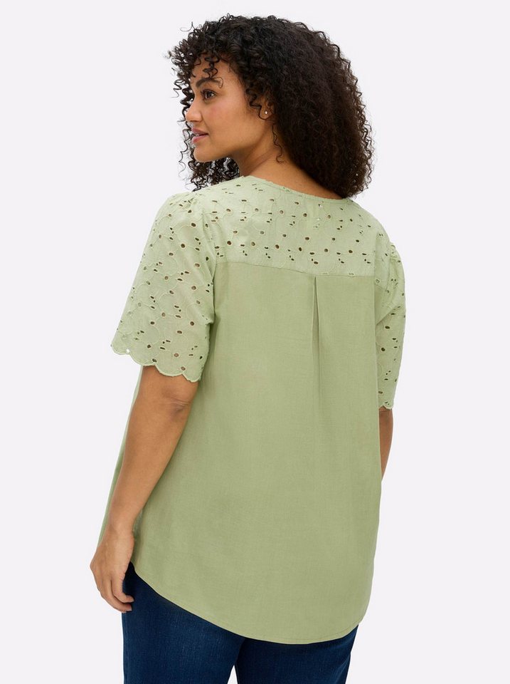 Sheego Klassische Bluse Kurzarmbluse Kurzarm – Bild 2 von 5