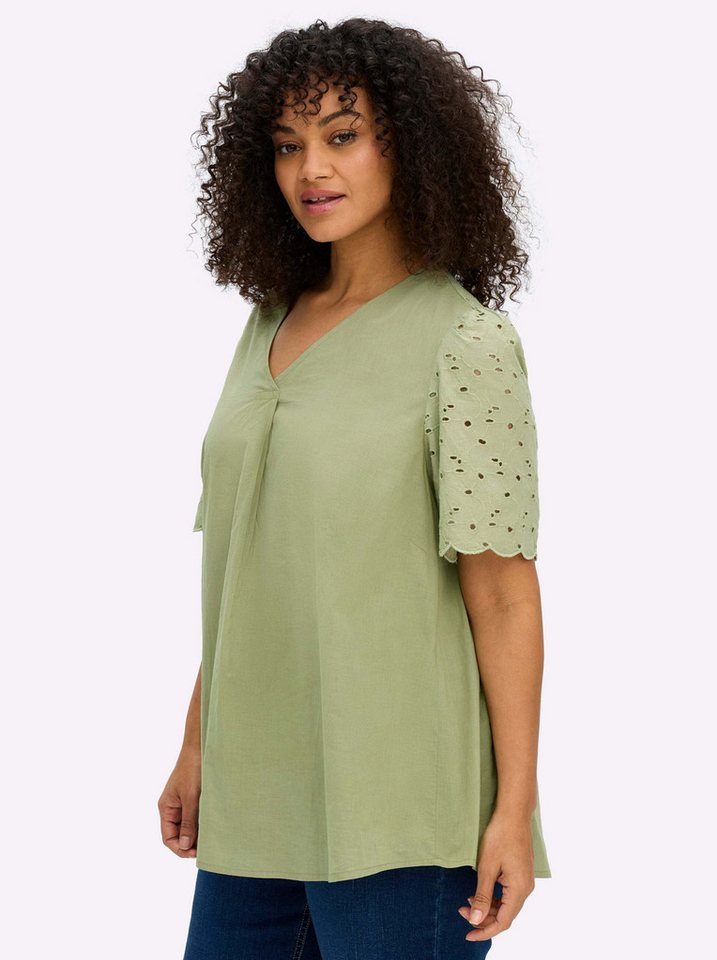 Sheego Klassische Bluse Kurzarmbluse Kurzarm – Bild 3 von 5