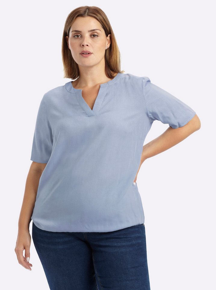 Sheego Klassische Bluse Kurzarmbluse Kurzarm – Bild 5 von 5