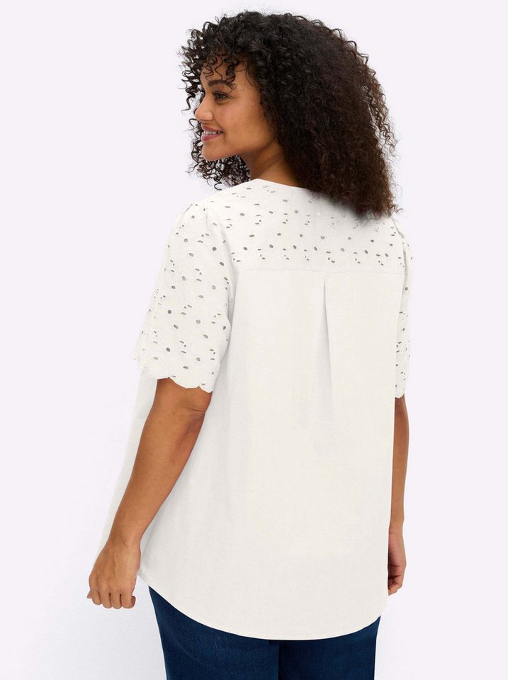Sheego Klassische Bluse Kurzarmbluse Kurzarm – Bild 2 von 5