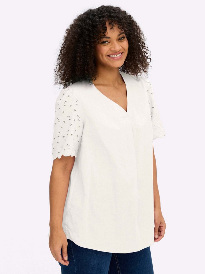 Sheego Klassische Bluse Kurzarmbluse Kurzarm – Bild 3 von 5
