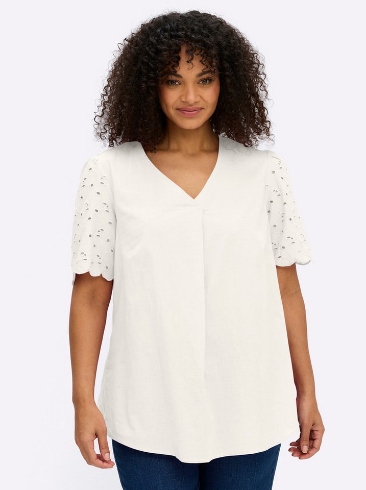 Sheego Klassische Bluse Kurzarmbluse Kurzarm – Bild 5 von 5