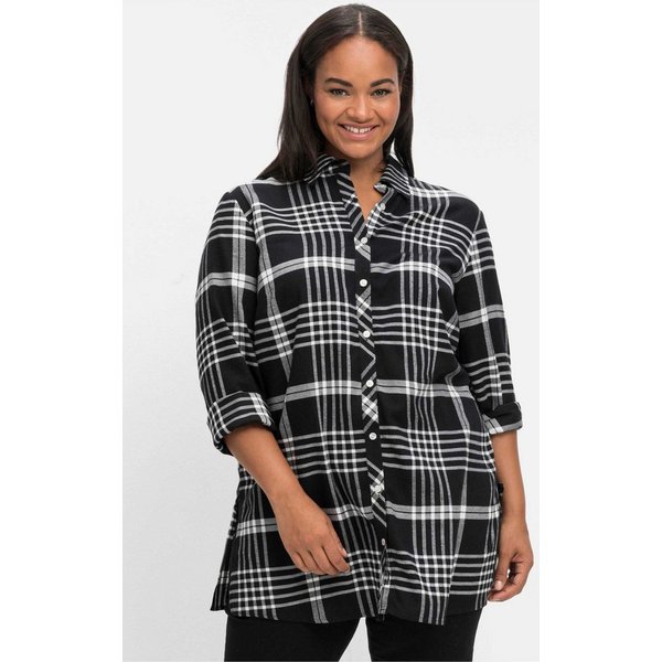 Sheego Klassische Bluse Longbluse Langarm