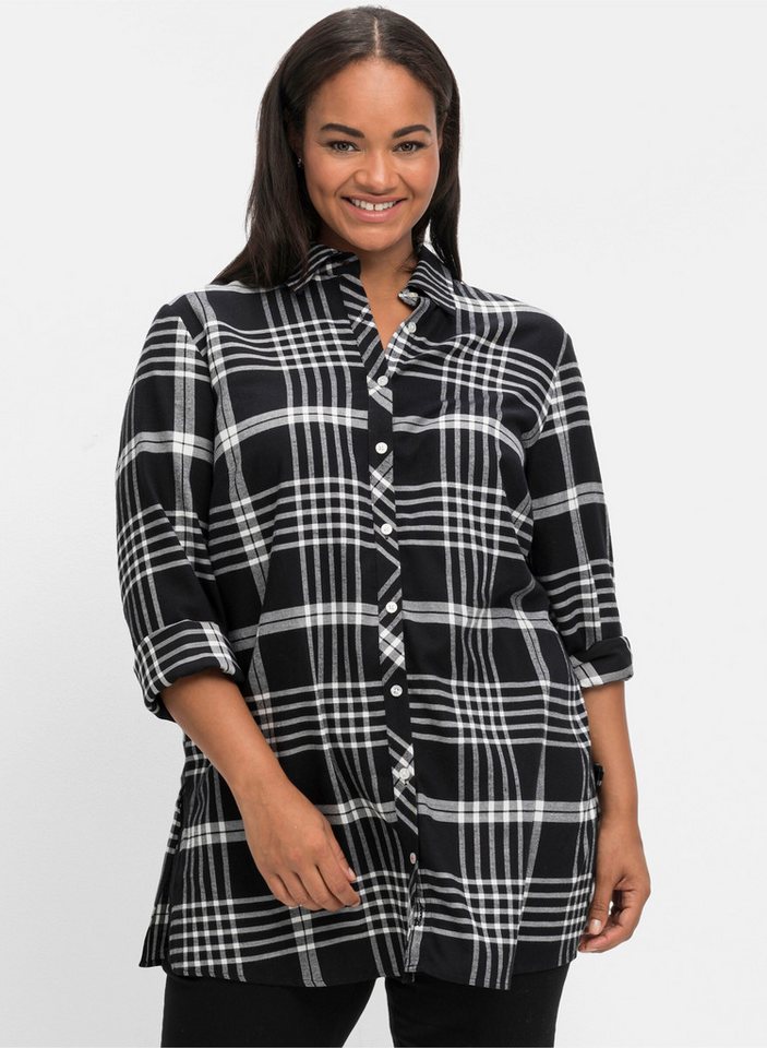 Sheego Klassische Bluse Longbluse Langarm – Bild 4 von 5